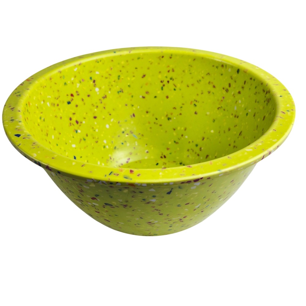 Zak Designs Green Confetti Melamine Bowl 9" Nesting Mixing Bright Lime Retro